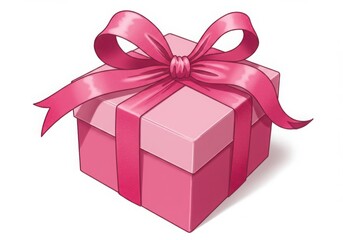 Obraz premium Pink gift box with ribbon bow isolated on transparent background