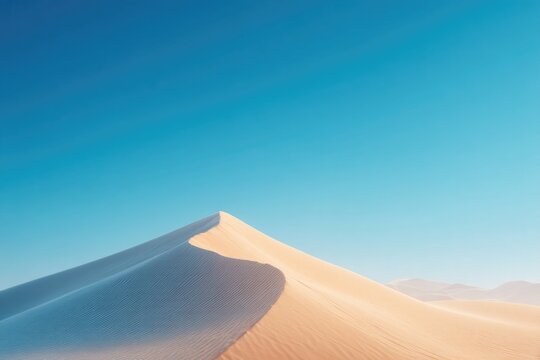 minimalistic close-up of sunlit desert sand dunes with gentle curves and tranquil atmosphere - Powered by Adobe