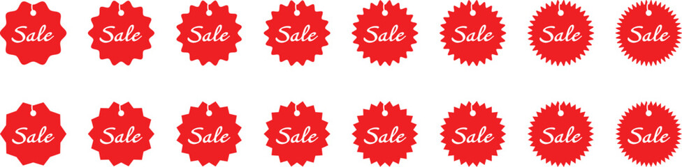 Set of sale tags and labels. Modern style stickers, labels, sale vector ,Special offer discount label. Hanging red sales tag. Shopping stickers and badges collection