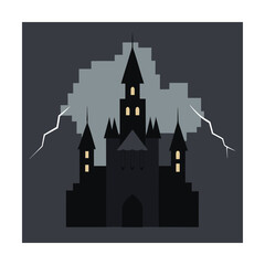Fototapeta premium gothic castle with thunderstorm.eps