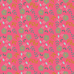 Cute floral pattern. Seamless vector pattern. Elegant template for fashion prints. Small pink and blue flowers for folk print. White background. Stock vector