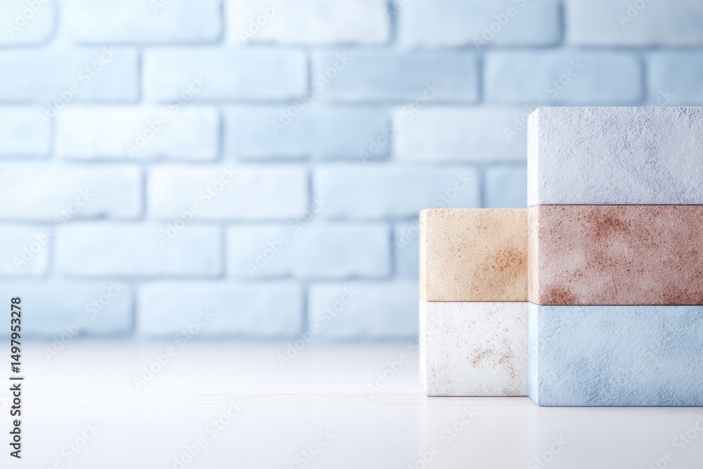 Poster minimalistic scene featuring textured wall surfaces in various styles with ample copy space availabl