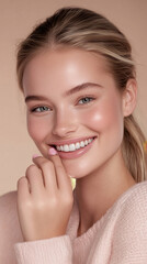 Smiling model with natural makeup