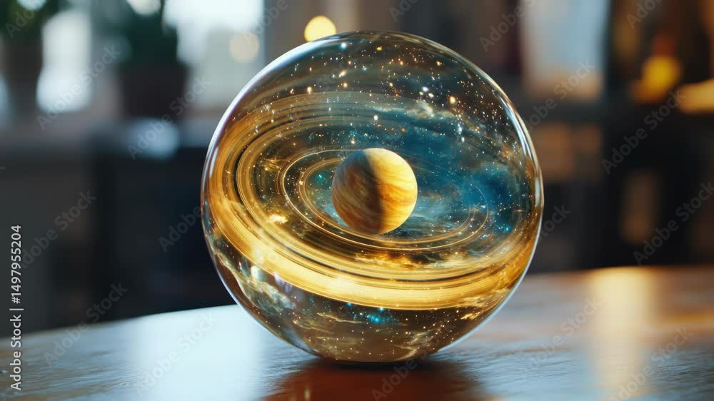 Poster a glass sphere containing a planet, great for science and technology concepts