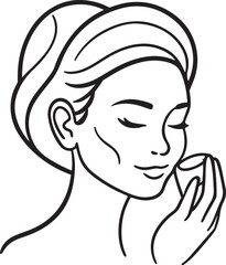 Hand-drawn black and white female sketch featuring beauty and bold expression in a simple line design.