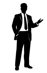 Obraz premium Corporate Businessman Silhouette with Confident Gesture