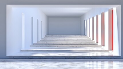 Obraz premium White Marble Staircase with Light Design