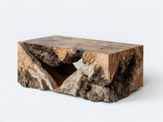 Unique wooden coffee table showcasing natural textures and forms, perfect for contemporary living spaces