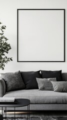 Chic living room with blank wall
