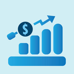 Business Growth Analytics Icon – SEO, Finance & Marketing Vector Graphic

