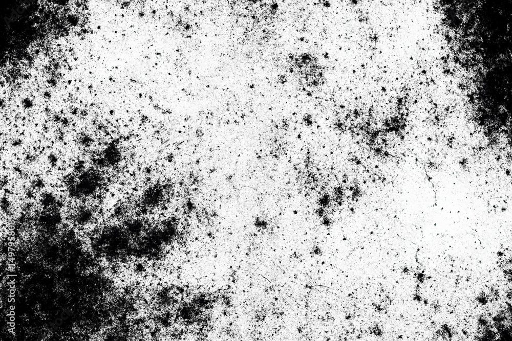 Poster black and white textured background: a detailed shot showcases an abstract design composed of splatt