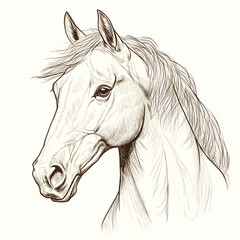 Horse head drawing showcasing detailed features and textures Generative AI