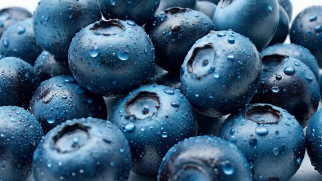 Blueberries fall from above