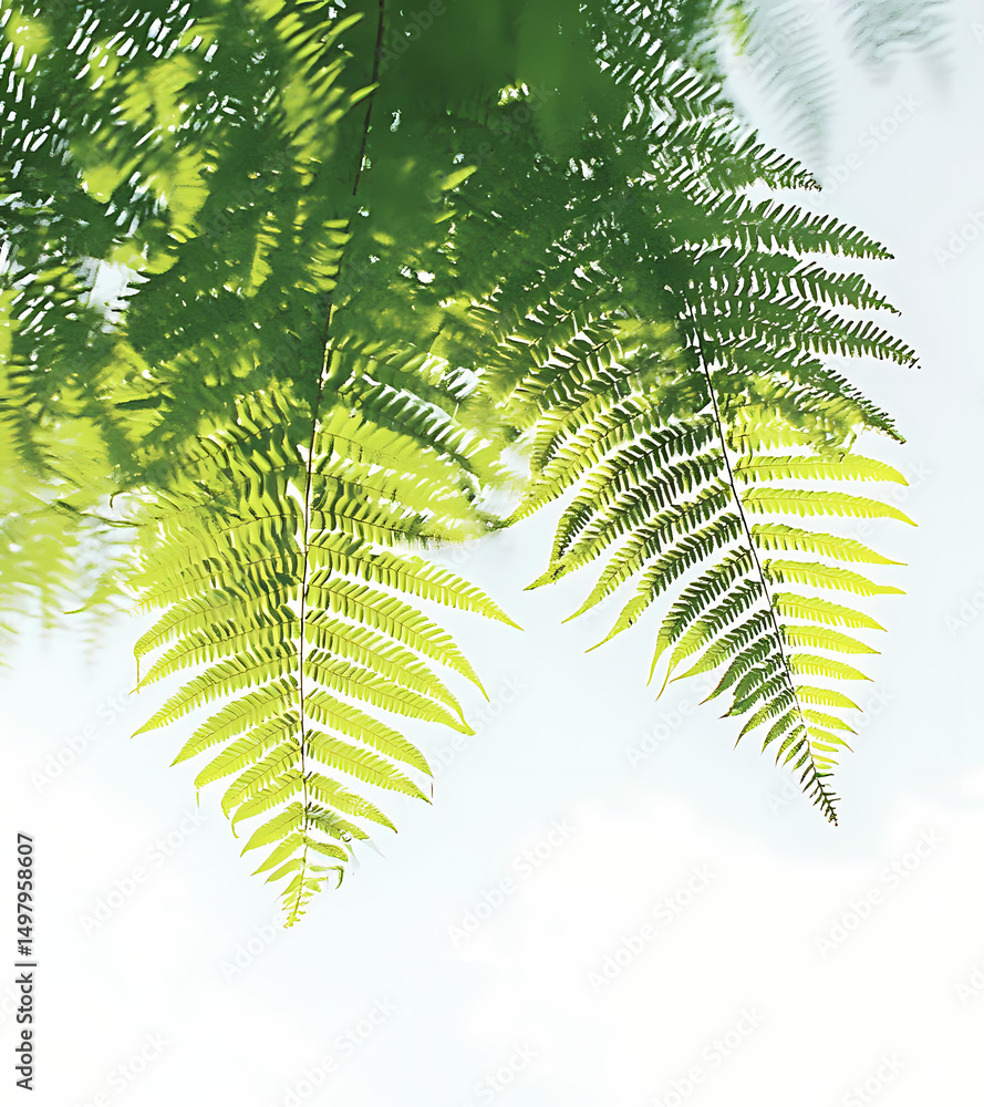 Aufkleber ferns display their intricate patterns under bright natural light generative ai