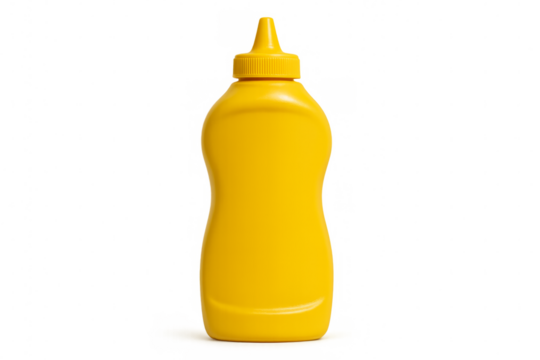 Yellow mustard bottle isolated on transparent background