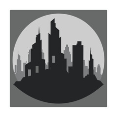 Fototapeta premium ruined city skyline in ash.eps