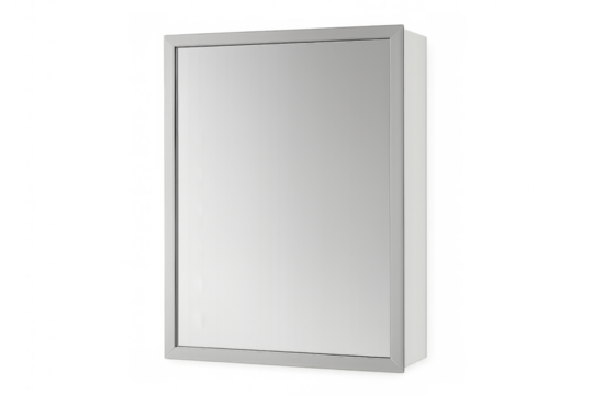 Modern bathroom mirror with aluminum frame on transparent background