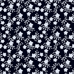 Cute floral pattern. Seamless vector pattern. Elegant template for fashion prints. Small pink and blue flowers for folk print. White background. Stock vector