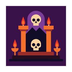 Obraz premium spooky altar with skulls (2).eps