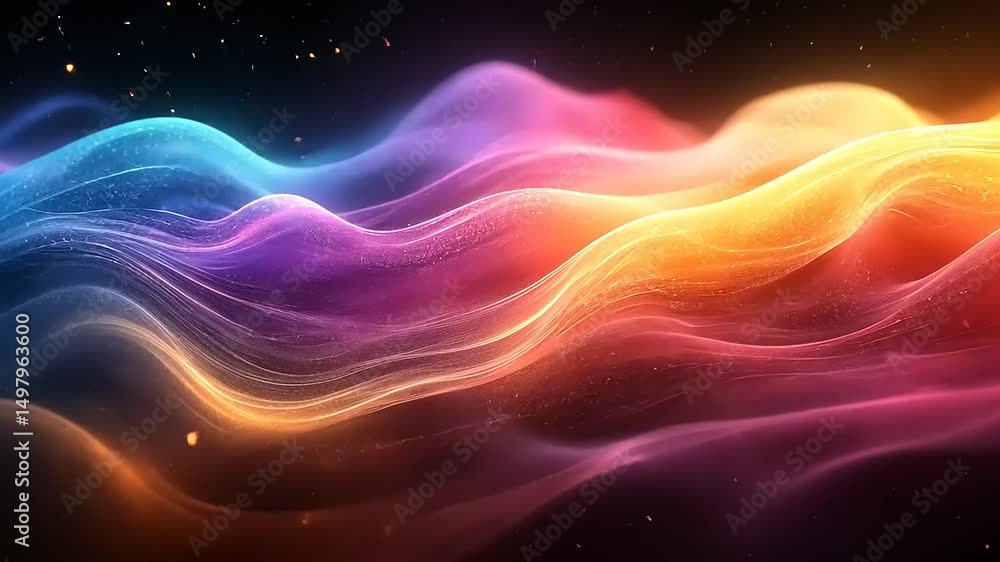 Poster abstract background with colorful waves and particles for creative design project