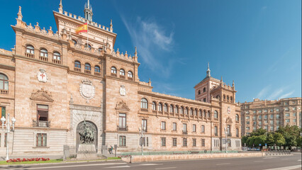 Cavalry Academy timelapse panorama in Plaza de Zorrilla, Valladolid, Spain