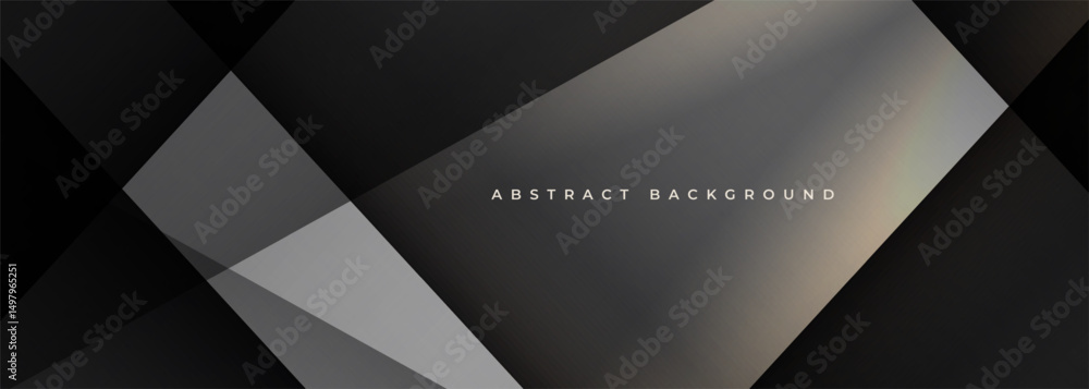 Aufkleber black and grey modern abstract wide banner with geometric shapes. dark gray abstract background. vec