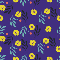 Christmas seamless pattern with berry and pine branch, winter design, hand drawn elements