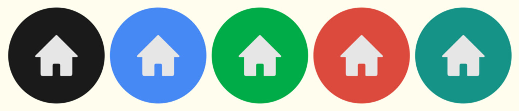 Round colored home buttons. Home icons. Home buttons set	