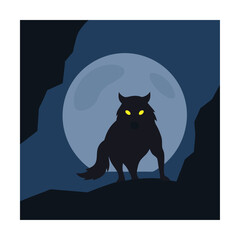 werewolf cave under full moon.eps