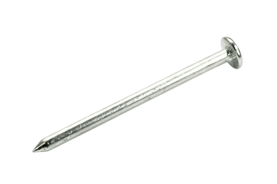 Single metal nail isolated on a white background png ai generated