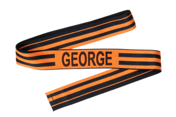 Personalized orange and black ribbon george isolated on a white background