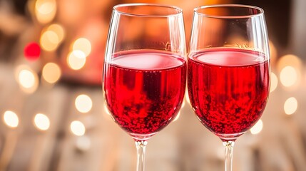 Romantic Red Wine Glasses Festive Sparkling Cheers Celebration