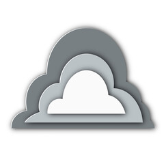 Layered Cloud Icon in Paper Cutout Style with 3D Shadow Effect on White Background