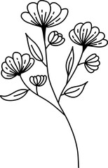 Flowers monoline art hand drawing minimalist illustration
