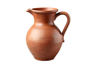 Rustic clay jug pitcher isolated on a white background png ai generated