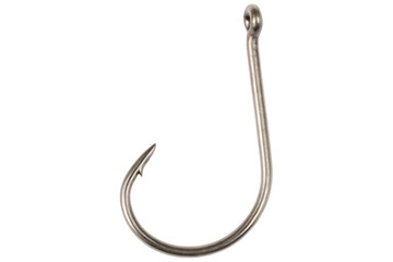 Single fishing hook isolated on a white background png ai generated
