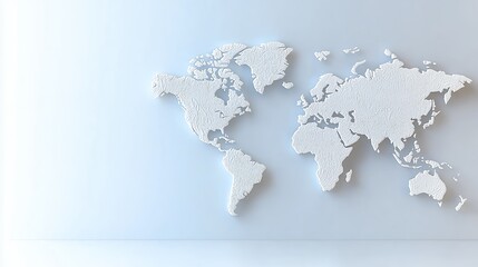 World Map White Wall Decoration