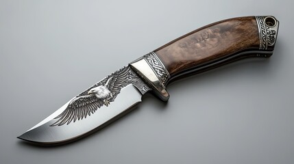 Detailed engraved knife with eagle design