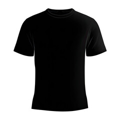 A close-up shot of a plain black t-shirt, short-sleeved,  laid flat against a dark background, highlighting its simple, unadorned design and subtle texture