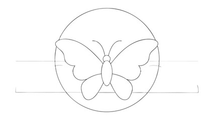 Butterfly Silhouette with Sun and Clouds