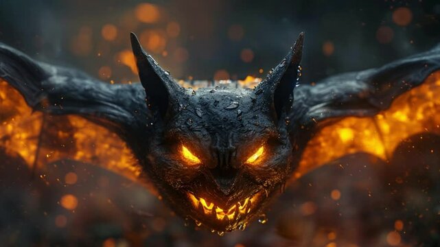 scary bat hellowen with glowing eyes at night