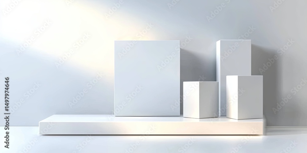 Poster line connection in modern architecture featuring sleek glass facades and minimalist geometric forms against a soft neutral background