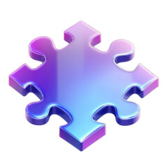 Obraz premium Isometric view of a single puzzle piece with a purple and blue gradient on a black background design