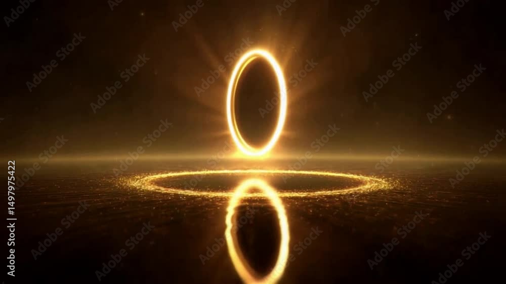 Aufkleber ethereal portal: a mystical golden portal shimmers against a dark backdrop, casting a mesmerizing re