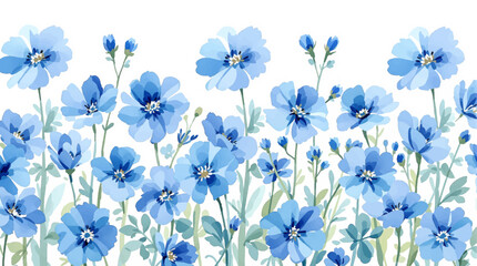 Obraz premium Blue flowers Watercolor background, Seamless pattern with blue watercolor flowers