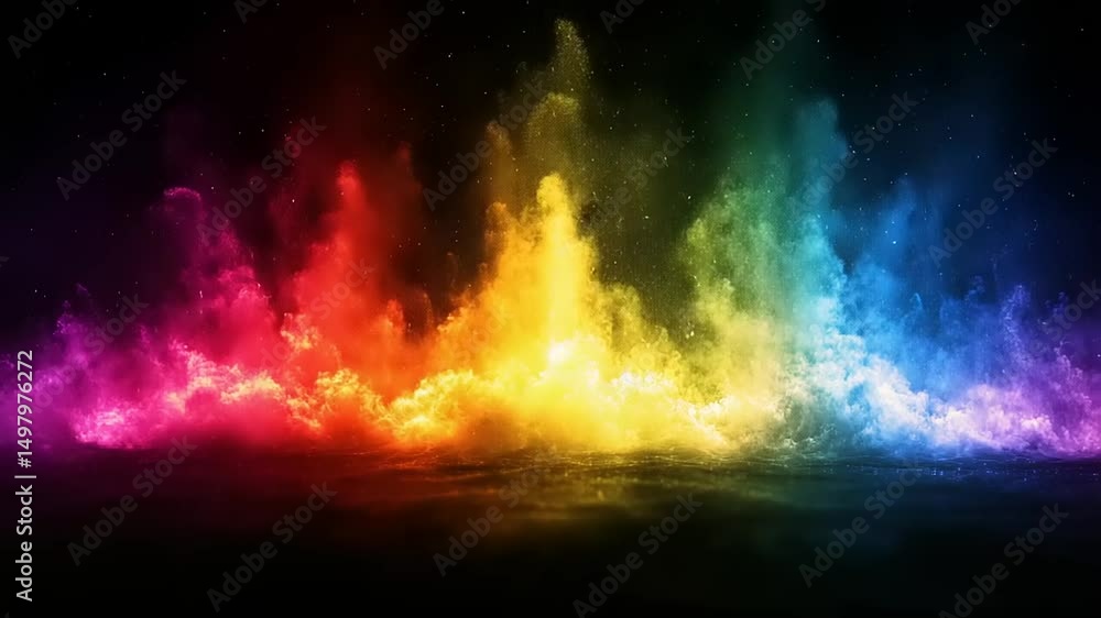 Poster Abstract Colorful Smoke Background with Particles, Motion Graphics for Visual Effects