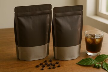 Minimal Coffee Pouch Packaging Mockup with Soft Shadow for Branding and Product Display

Keywords: