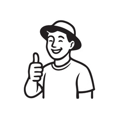 smiling man with thumbs up vector