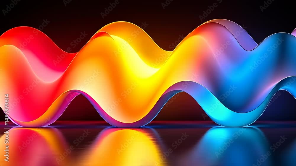 Aufkleber abstract colorful wave pattern with vibrant gradients and reflective surface background