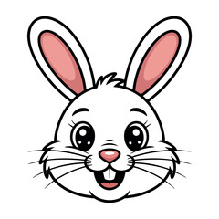 Obraz premium Adorable Cartoon Rabbit Face Illustration Big Eyes Happy Expression Easter Bunny